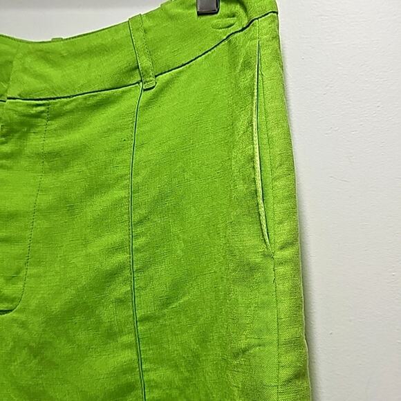 ASTR The Label Amiah Womens Linen/Viscose Fully Lined Lime Green Shorts Size L - Picture 3 of 11